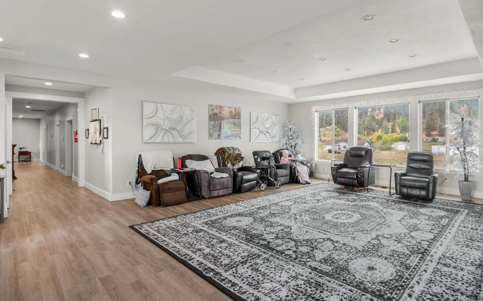 Bright shared common room at A+ Quality Adult Family Home